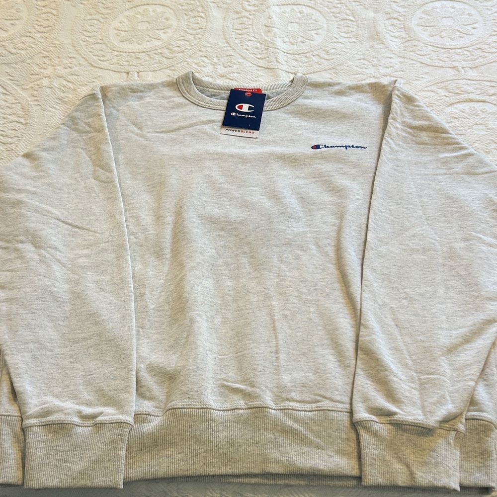 Champion Men's Light Gray Crewneck Sweater